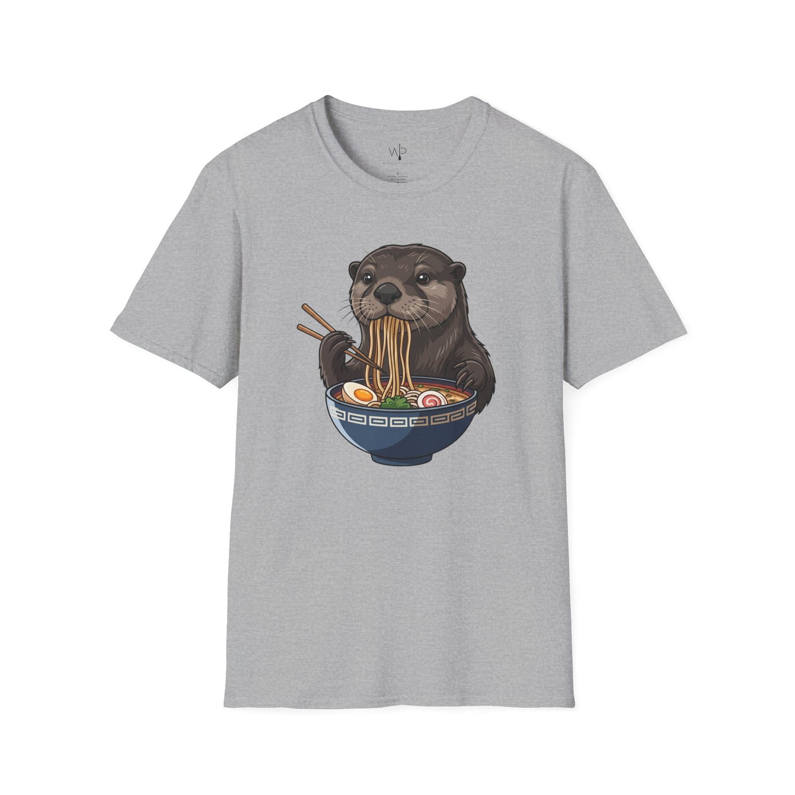 Otter Eating Ramen T-Shirt | Cute Noodle Bowl Illustration - Image 3