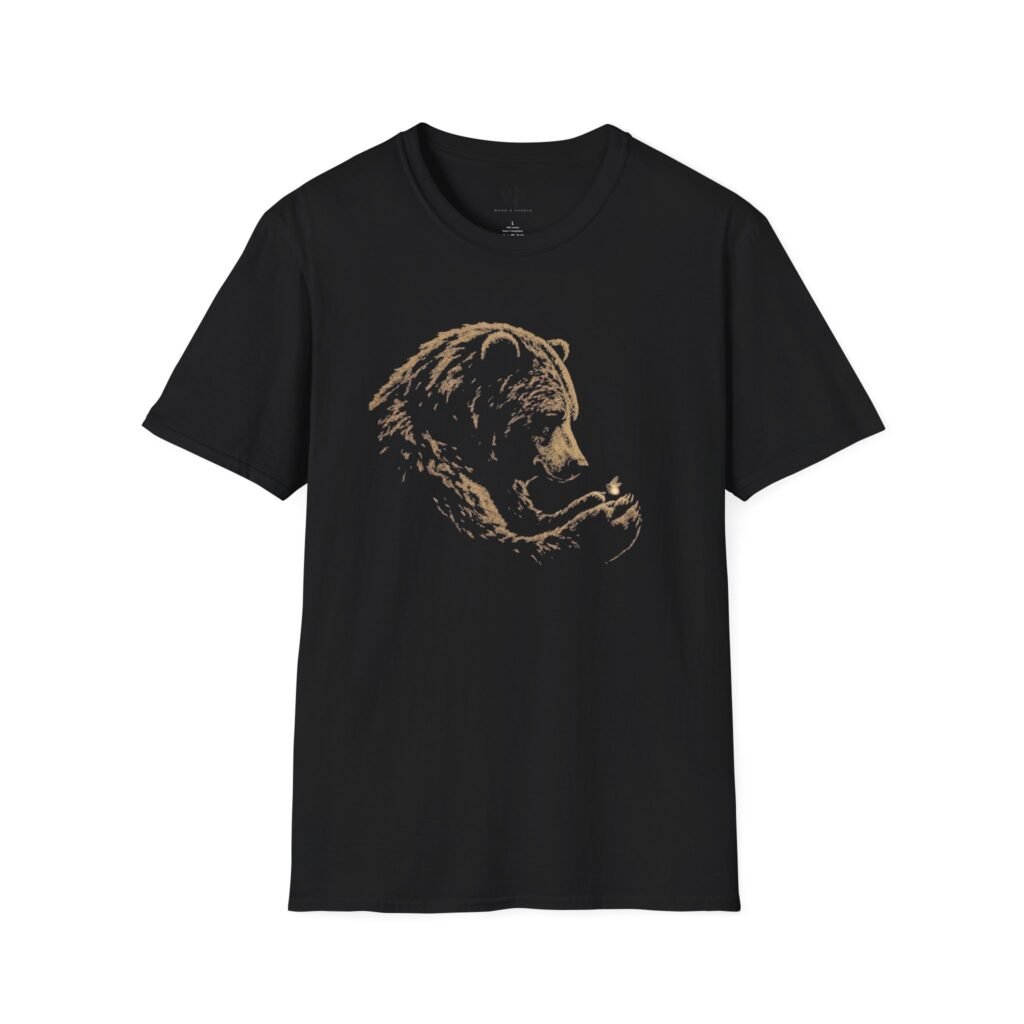 Grizzly Bear Portrait T-Shirt | Vintage Brown Wildlife Illustration