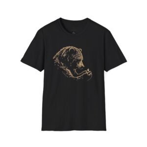 Grizzly Bear Portrait T-Shirt | Vintage Brown Wildlife Illustration