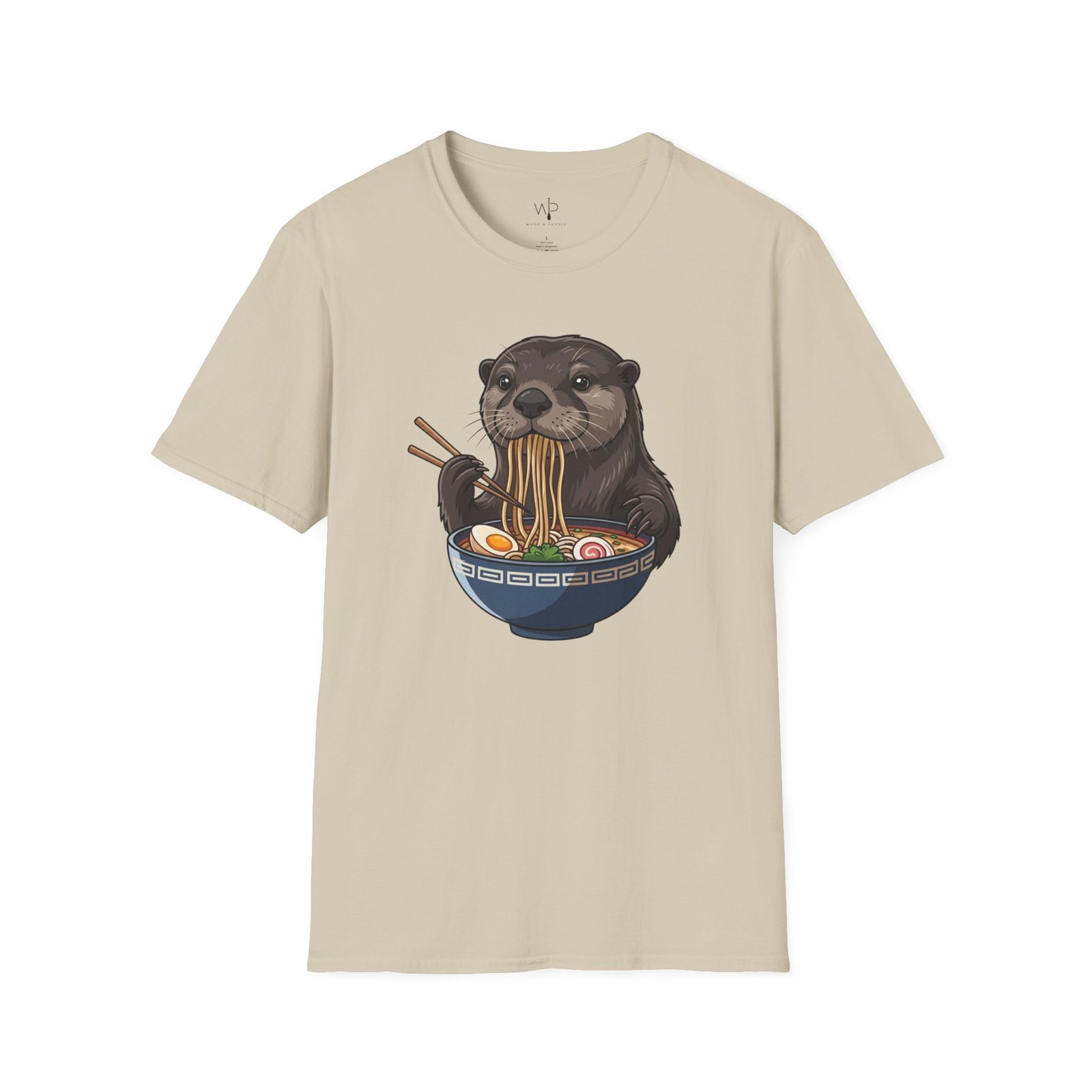 Otter Eating Ramen T-Shirt | Cute Noodle Bowl Illustration - Image 2