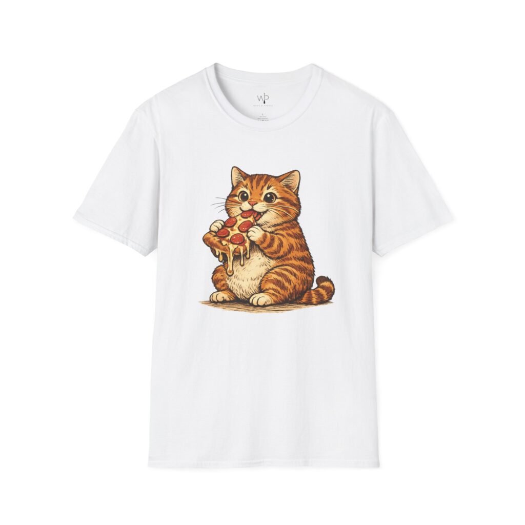 Pizza Loving Kitty T-Shirt | Cute Cat Eating Pizza Tee