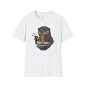 Otter Eating Ramen T-Shirt | Cute Noodle Bowl Illustration