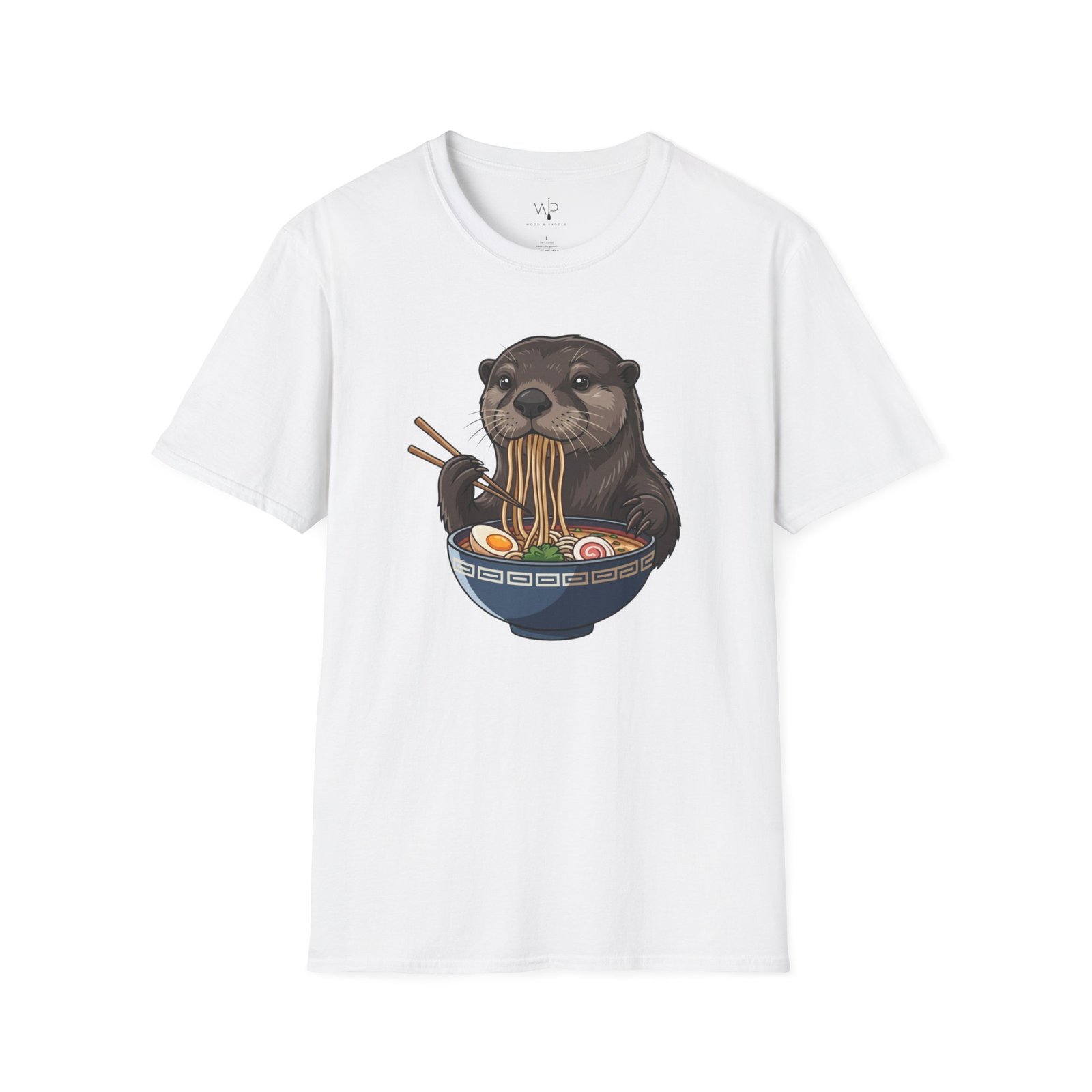 Otter Eating Ramen T-Shirt | Cute Noodle Bowl Illustration