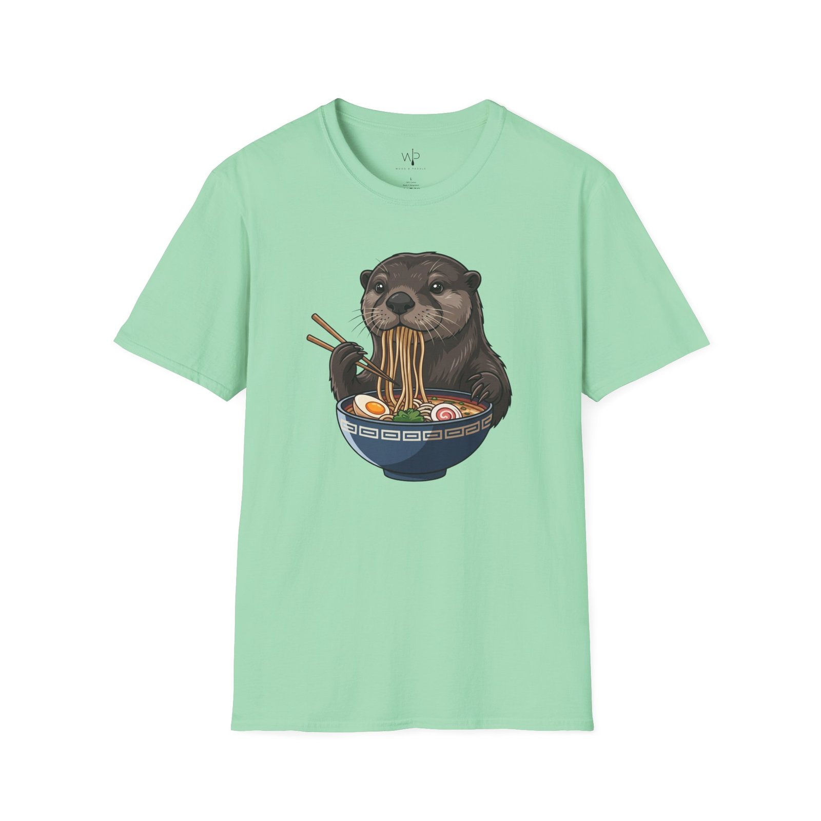 Otter Eating Ramen T-Shirt | Cute Noodle Bowl Illustration - Image 6
